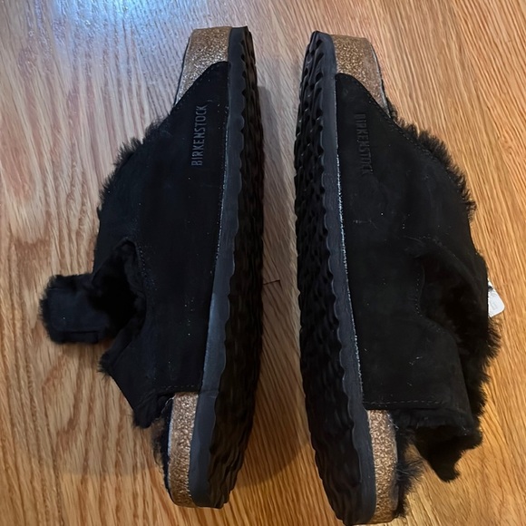 NWT Birkenstock Arizona Shearling Suede Leather Mountain View Black 11 - Picture 6 of 16